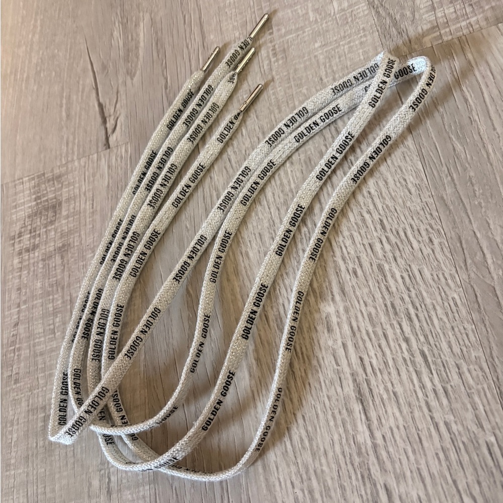 Golden Goose Cream Shoelaces with Black Branding